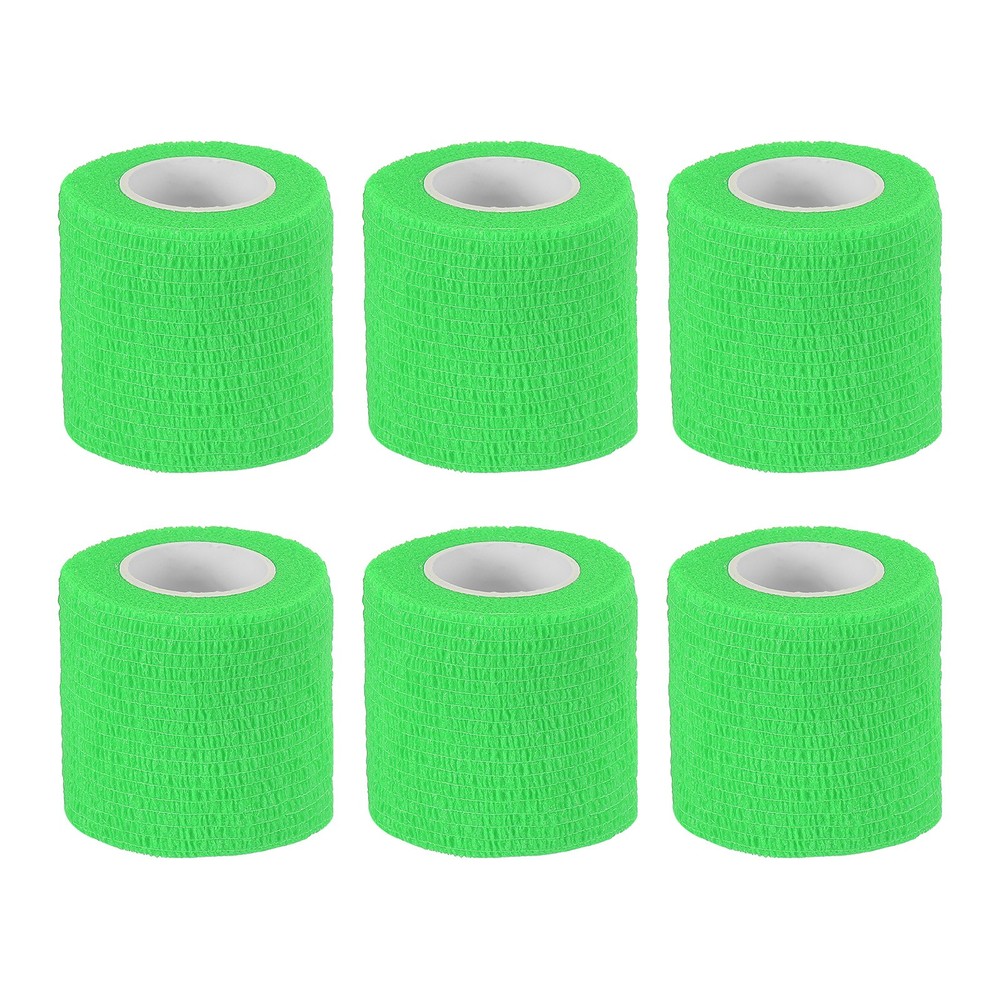 2″ x 177″ 6 Pcs Self Adhesive Bandage Wrap Elastic Self Tape Bright Green