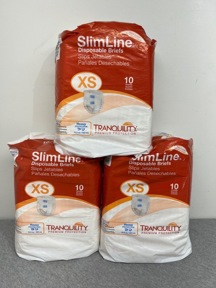 Tranquility SlimLine Disposable Briefs XS 10 Pack Heavy Protection 18-26″ Waist