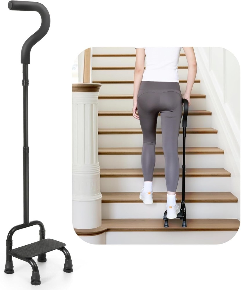 Stair Climbing Cane- Half Step Assist, Anti-Slip Balance Up/Down Walking Stick