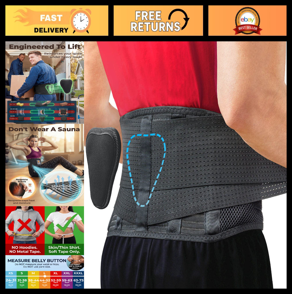 Back Brace for Lower Back Pain Relief – Sciatica, Herniated Disc Support – Breat
