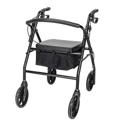 Black Steel Mobility Walker With Wheels For Adult Elderly Walking Assistance