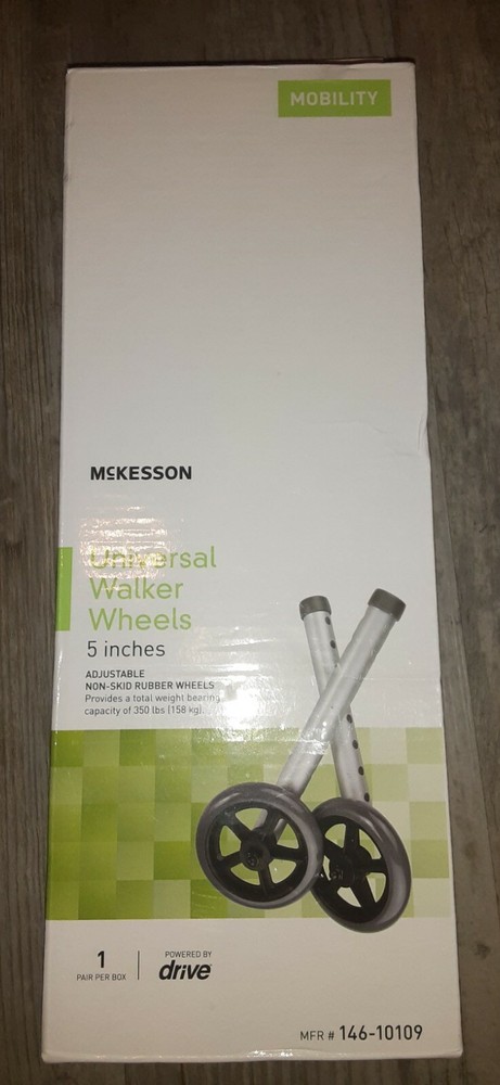 McKesson Universal Walker Wheels 5 inches rubber wheels 146-10109 Mobility 1Pair
