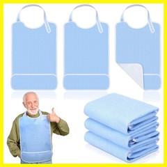 3 Pack Unisex Adults Bib for Seniors Elderly Women Men Waterproof Bib Eating …
