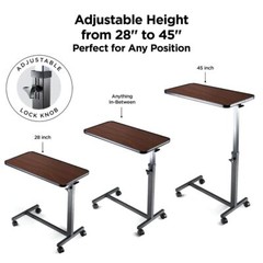 Adjustable Overbed Bedside Table with Wheels Bed Desk Over Bed Table Table。