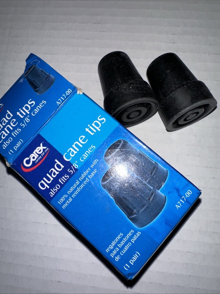 Carex Quad Cane Tips Also Fits 5/8 Inches Canes Large Metal Reinforced Base 2ct