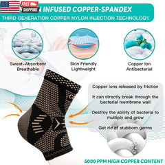 Ankle Brace for Women & Men, Ankle Compression Sleeve Support Copper Infused Ank