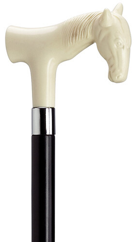 Made in Italy CONCORD Ivory Horse Handle Hardwood Shaft Walking Stick Mens Cane