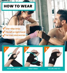 HiRui Wrist Wraps 2-Pack, Adjustable Breathable Support Brace for Black