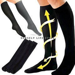 Black Knee High Compression Socks For Men Women 20 mmHg Small – Extra Large Size