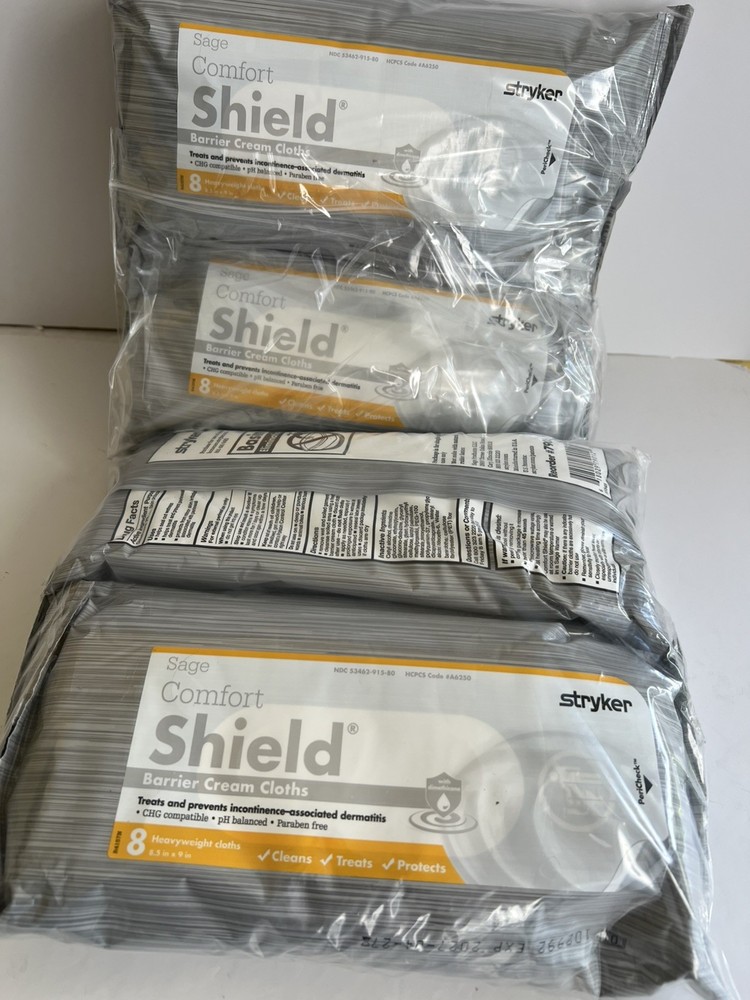 Lot 4 Sage Stryker Comfort Shield Barrier Cream Cloths Clean Moisturize Protect