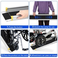 6/8 ft Telescoping Adjustable Aluminum Wheelchair Ramps ,Portable ,600LBS 1 Pair