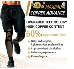 Copper Compression Knee Sleeve Long Full Leg Brace Support Sports Joint Pain Rel