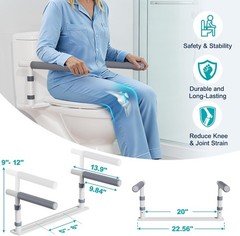 White 29.5 Inch Foldable Toilet Grab Bar Flip Up Safety Rail