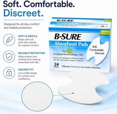 B-Sure Incontinence Liner, Light Absorbency One Size Fits Most Unisex Disposa…