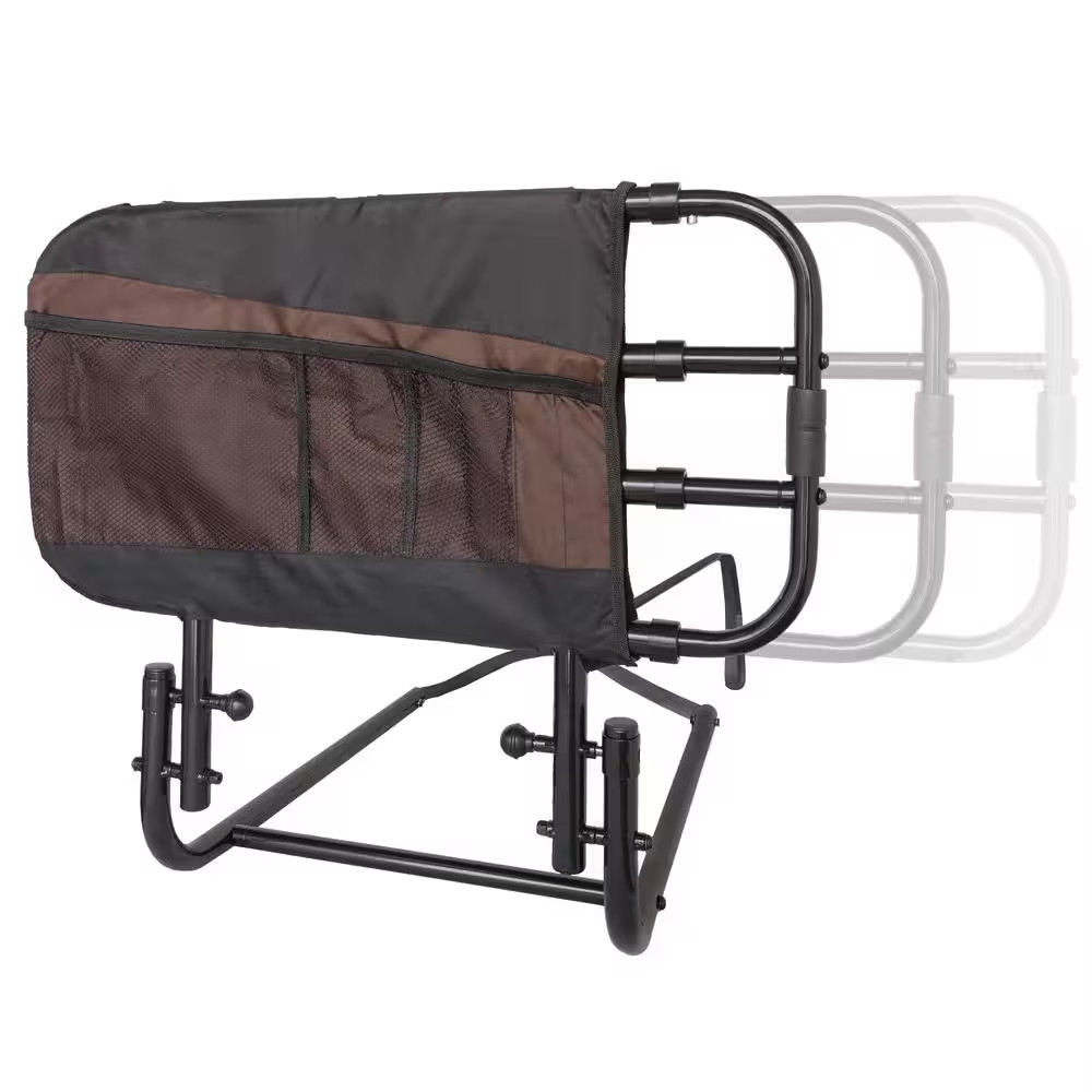 26 In. to 42 In. EZ Adjustable Bed Rail with Swing-Down Safety Railing and Po…