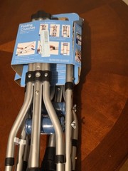 New Carex Universal Folding Crutches Adjustable For Users 41”-58” W/Blue Grips