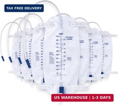 1000ml Leg Urinary Drainage Bags with 2 Adjustable Elastic Straps, 10 Pack | Cat