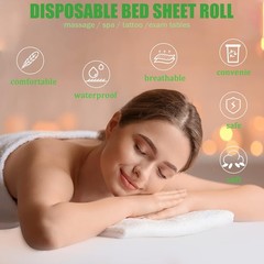 Disposable Non-Woven Bed Sheet 31″ X 70″, 50 Pcs of 1 Roll Spa White