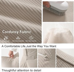Luxurious Corduroy Ergonomic Lumbar Support Pillow for Stylish Comfort (Beige)