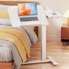 Overbed Bedside Table with Wheels,Tiltable Hospital Bed Table Over The Bed, P…