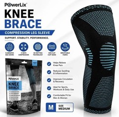 POWERLIX Knee Sleeve Compression Brace for Men & Women Leg Pain Support Size M