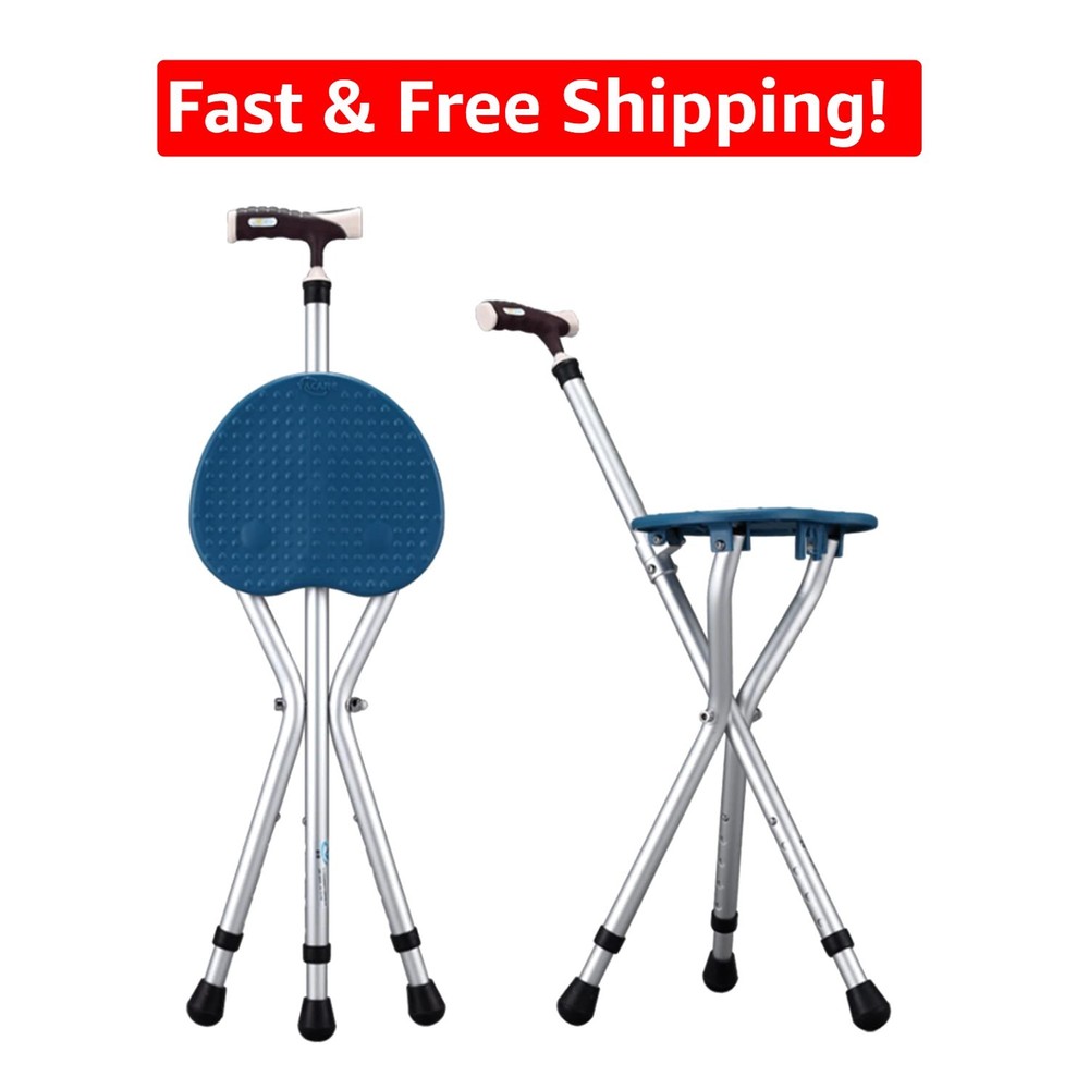 Compact 440 lbs Cane with Comfortable Seat & Adjustable Height – Portable Design