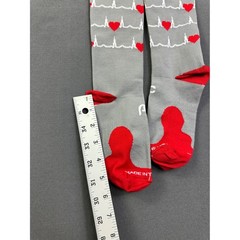 2 pairs Grey Heartbeat EKG Compression Socks Red Hearts Knee High USA Size SM/MD