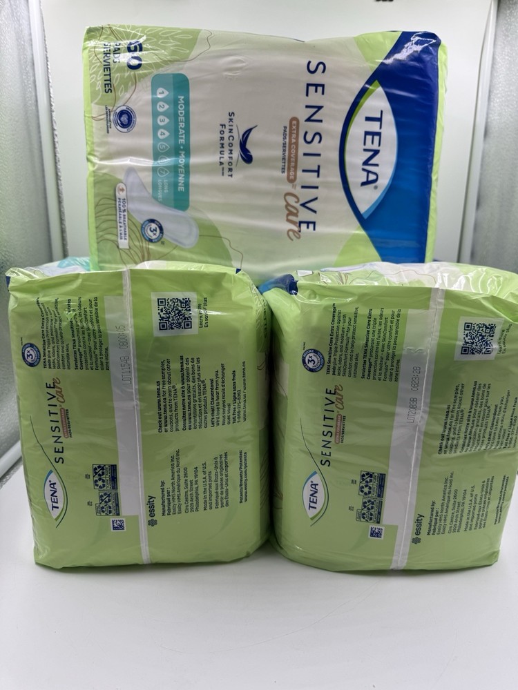 3x Tena Sensitive Care Pads #4 Moderate Absorbency 60 Count Long 180 Total