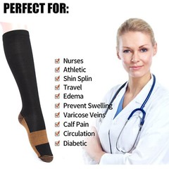 1-6 Pairs Copper Compression Socks Graduated Support 20-30mmHg Mens Womens S-XXL