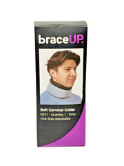 NEW BraceUP Soft Cervical Collar Neck Brace B231 Gray Adjustable Support Injury