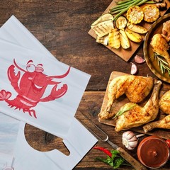 SATINIOR 50 Pieces Crawfish Bib Plastic Lobster Bibs Medium, [‚White‘, ‚Red‘]