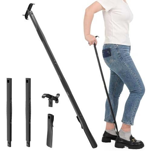 36 Inch Adjustable Long Handled Shoe Horn – Dressing Stick Aid for Seniors,