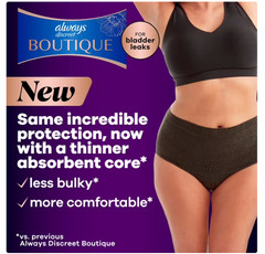 Always Discreet Boutique Women’s Incontinence Underwear, S/M, 20 Count
