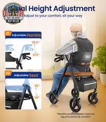 Walkers for Seniors, Z21 Rollator Walker with Seat Supports 350Lb, 8″ Big Wheels