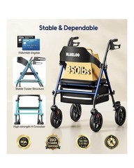 NEW Bluelog Rollator Walker With Seat Blue Color 350 Lb Model FST912