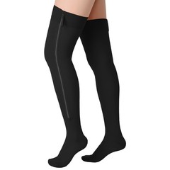Sosation Thigh High Zipper Compression Socks 20-30 mmHg XX-Large, Black