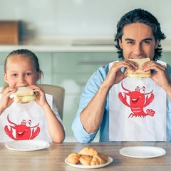 SATINIOR 50 Pieces Crawfish Bib Plastic Lobster Bibs Medium, [‚White‘, ‚Red‘]