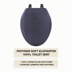 Soft Elongated Vinyl Toilet Seat, Black – 19 Inch 19 Inch,