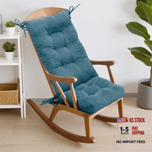 Rocking Chair Cushions Indoor, Thicken Adirondack Chair Corduroy Light-blue