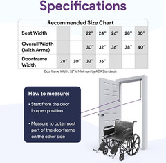 Bariatric Wheelchair – Heavy Duty, 500lb Capacity, Adjustable, Foldable, 22″ Sea