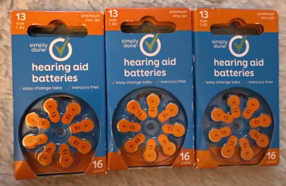 48 Pack Simply Done Hearing Aid Battery Size 13 Easy Change Tabs Exp 07/2025