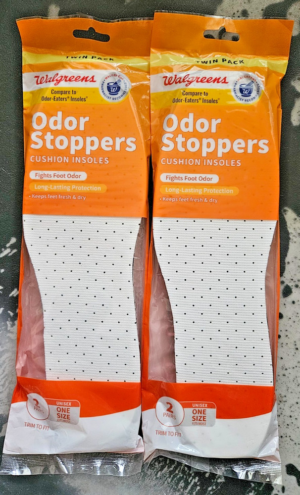 Walgreens Unisex One Size Cushion Insoles Odor Stoppers 2 Pair 2 Pack