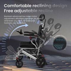 Reclining Electric Wheelchair, Portable Folding Power WheelChairs, Mobility Aid