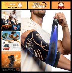 Adjustable Copper Elbow Compression Sleeve – Medical-Grade Support for Tendoniti