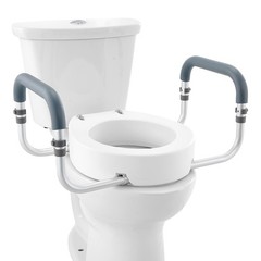 VEVOR Raised Toilet Seat 3.5″ Raised 300lbs for Round Toilet w/arms for Elderly