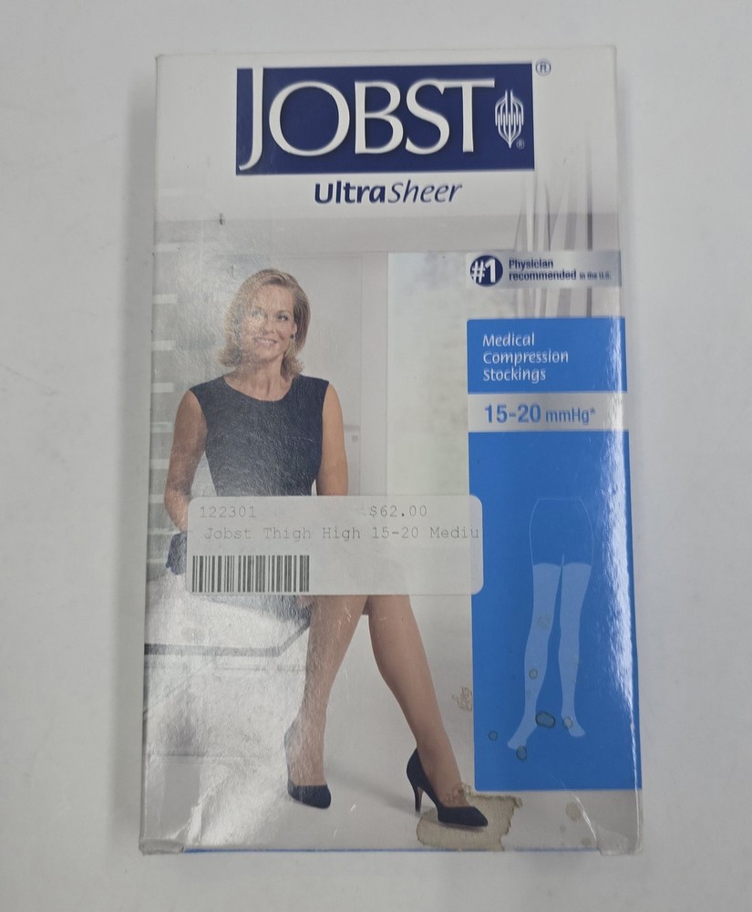 1 JOBST UltraSheer Thigh High Compression Stocking 15-20 mmHg Natural READ