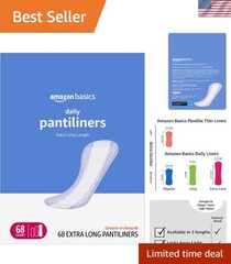 Daily Use Extra Long Pantiliners – Unscented 68 Count for Optimal Protection