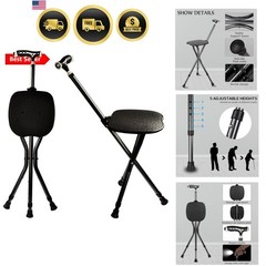 Hold 440 lbs Folding Canes with Seat Walking Stick Height Adjustment Cane Sea…