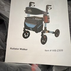 Aojin Rollator Walker Adjustable Handles Storage Bag Black/Blue WB-2309