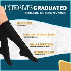 6 Pairs Compression Socks Women – Medical Mobility 15-20mmhg For Men S/M L/Xl